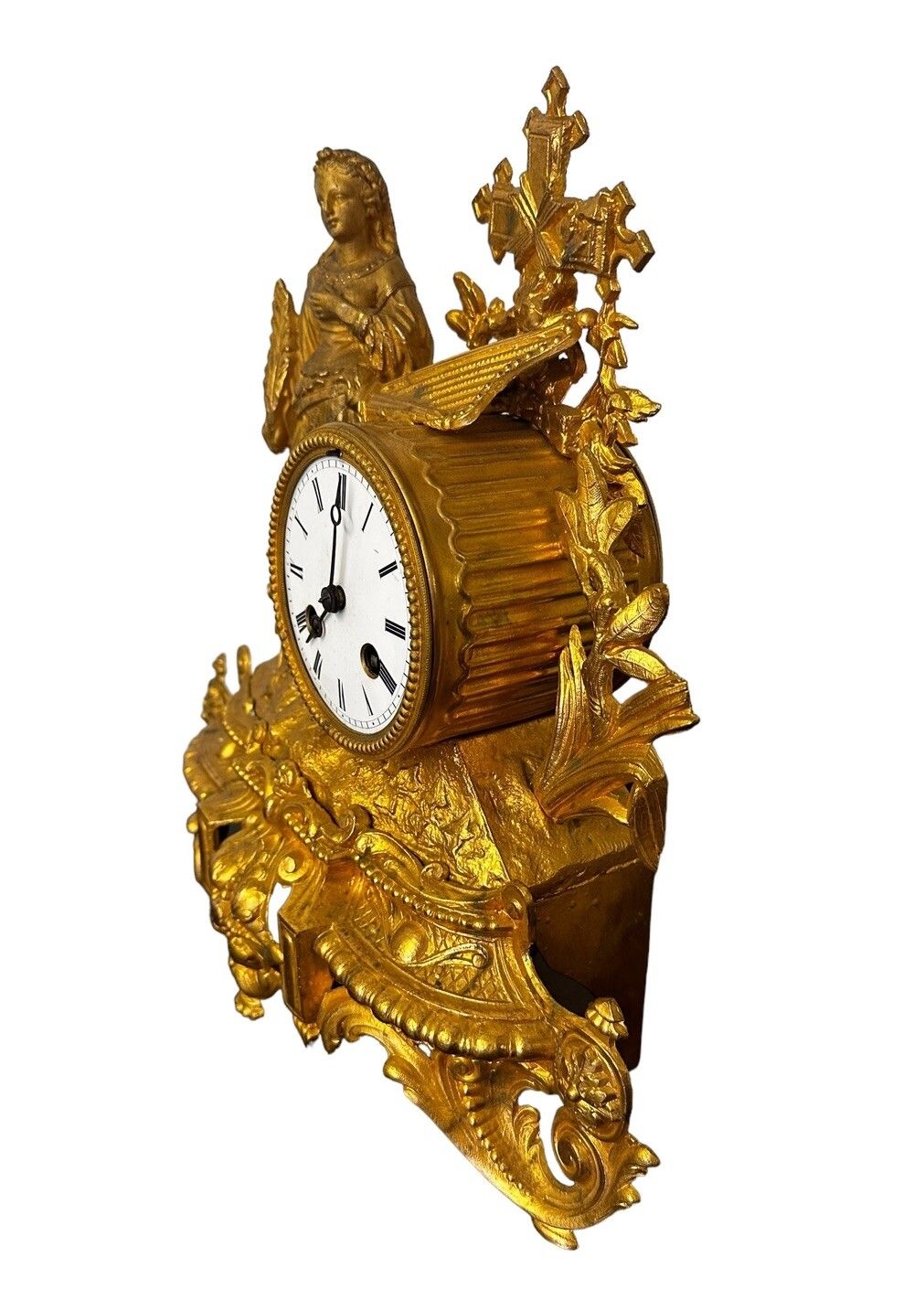 Antique Victorian French Ornate Gilded Mantle Clock By Japy Freres photo for sale
