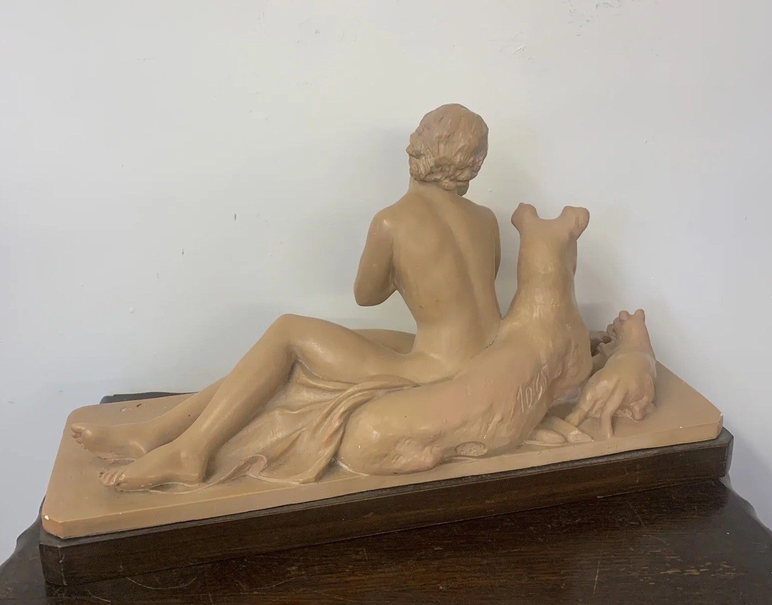 Original Art Deco Large Patina Painted Plaster Sculpture Signed By Artist photo buy