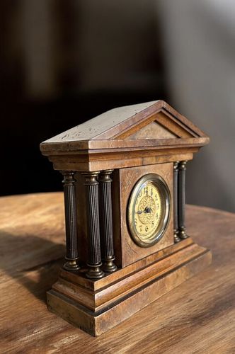 19th Century Miniature Architecture Column Mantle Clock Mechanical  C1910 photo furniture