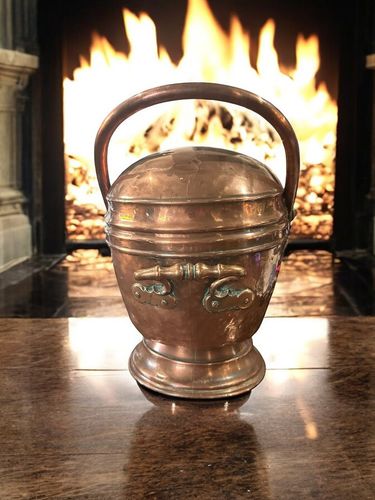 Quality Antique Victorian Copper Coal Scuttle Country House Interior photo 95.0