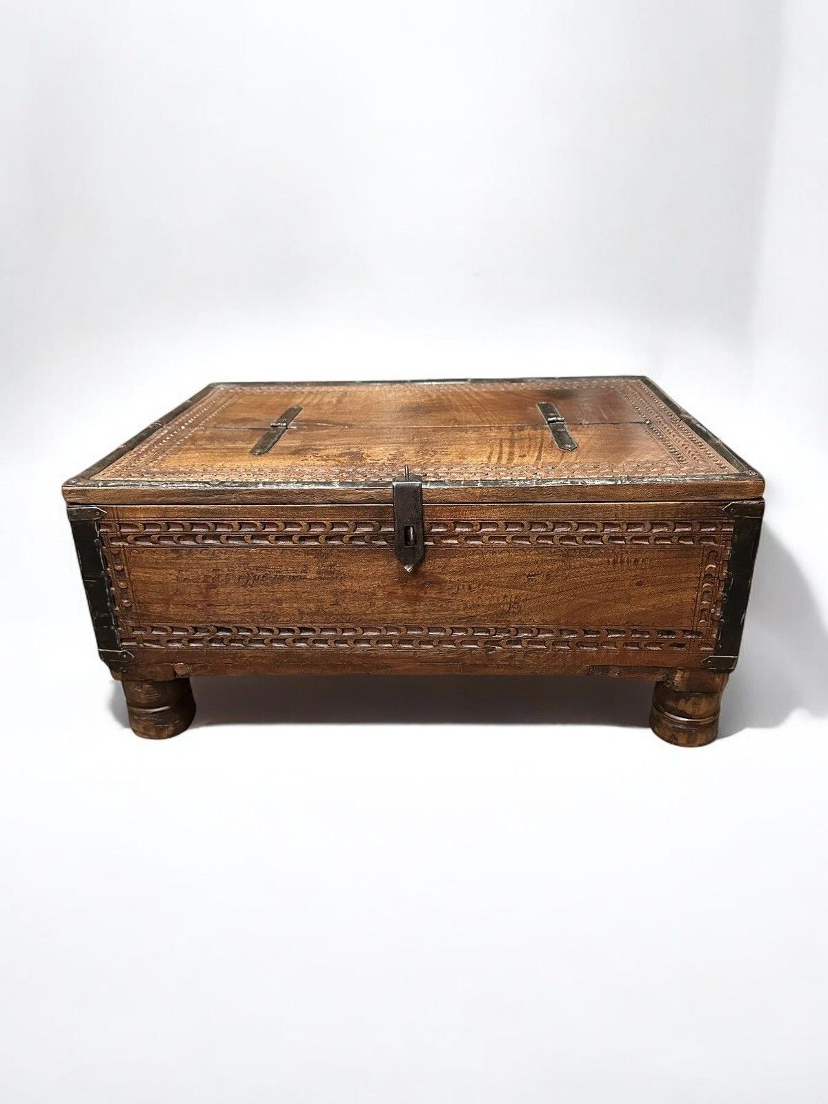 Anglo Indian Carved Wood Dowry Chest photo furniture
