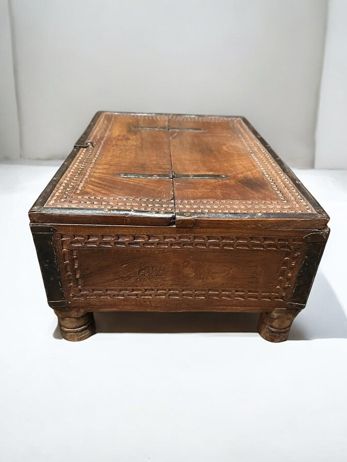 Anglo Indian Carved Wood Dowry Chest photo buy