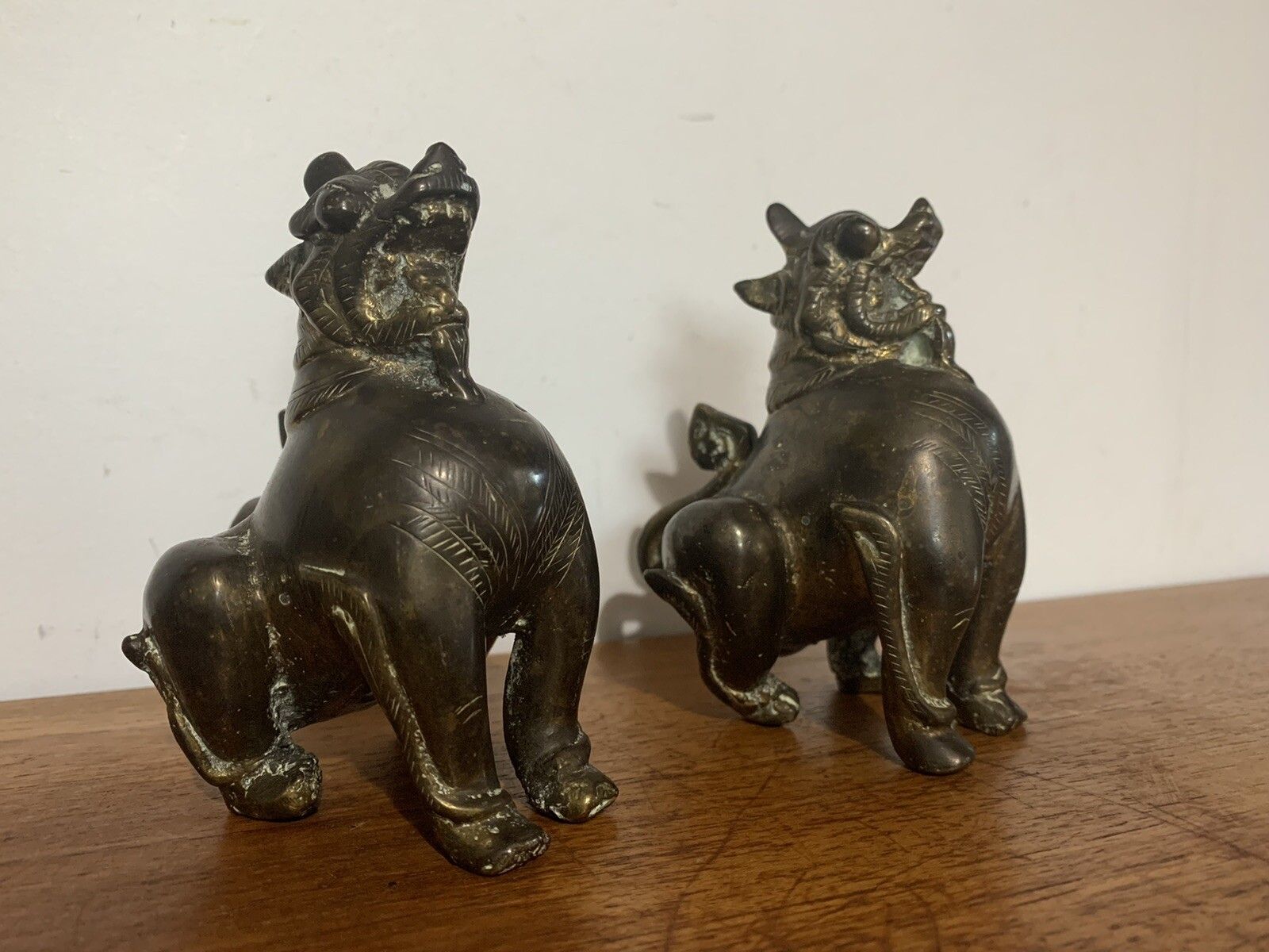 photo furniture Superb Antique 19th Century Bronze Oriental Pair Of Dogs Of Foe