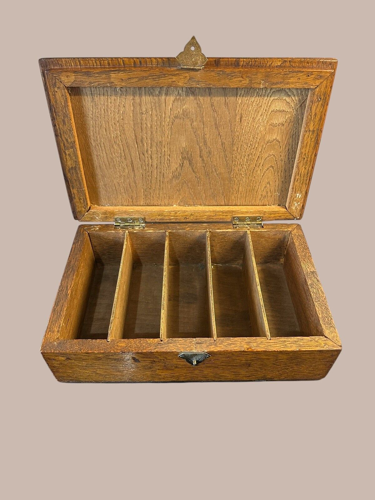 C1910 Antique Oak Table Cigar Box photo for sale