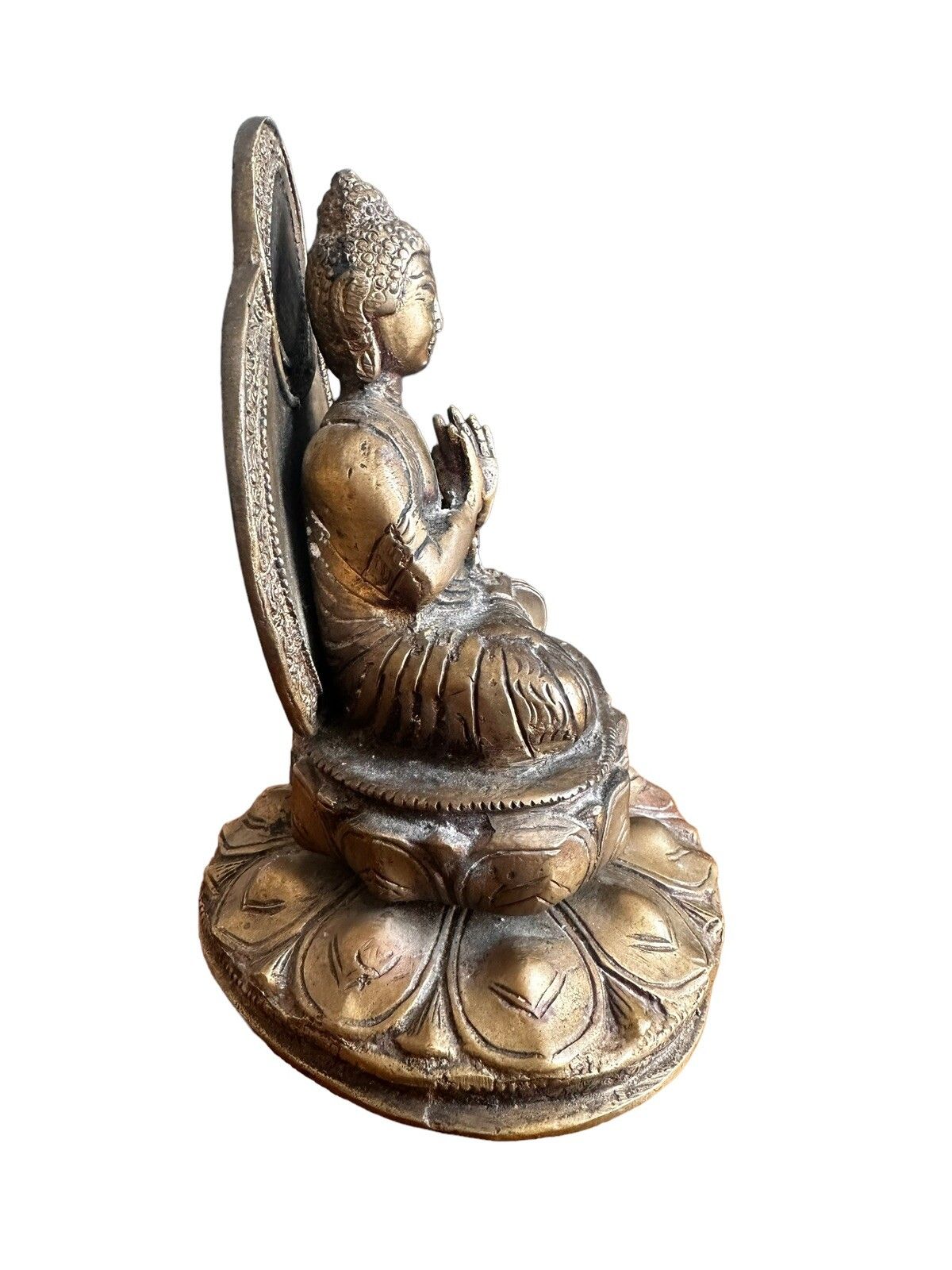 Antique Bronze Golden Buddha Sino Tibetan Teaching Tibet Old Gilded Bronze photo 225.0