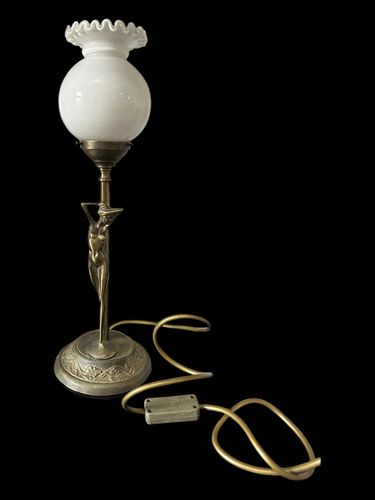 Beautiful Art Deco Style Lady Lamp Boudoir Bedside Lamp With Shade photo vintage