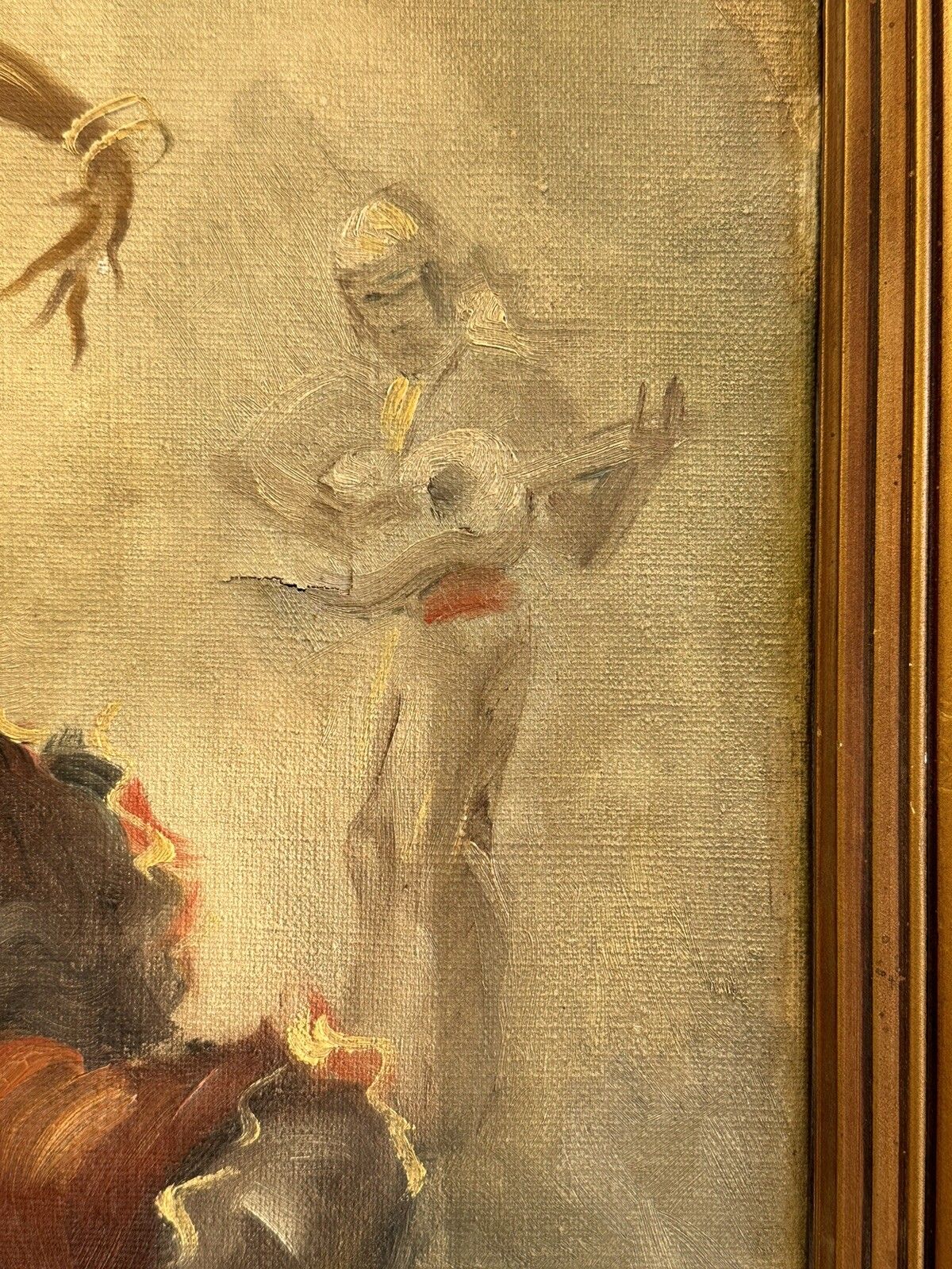 Original Antique Oil Painting Flamenco Dancer Signed By Artist 55cm By 47cm photo 165.0