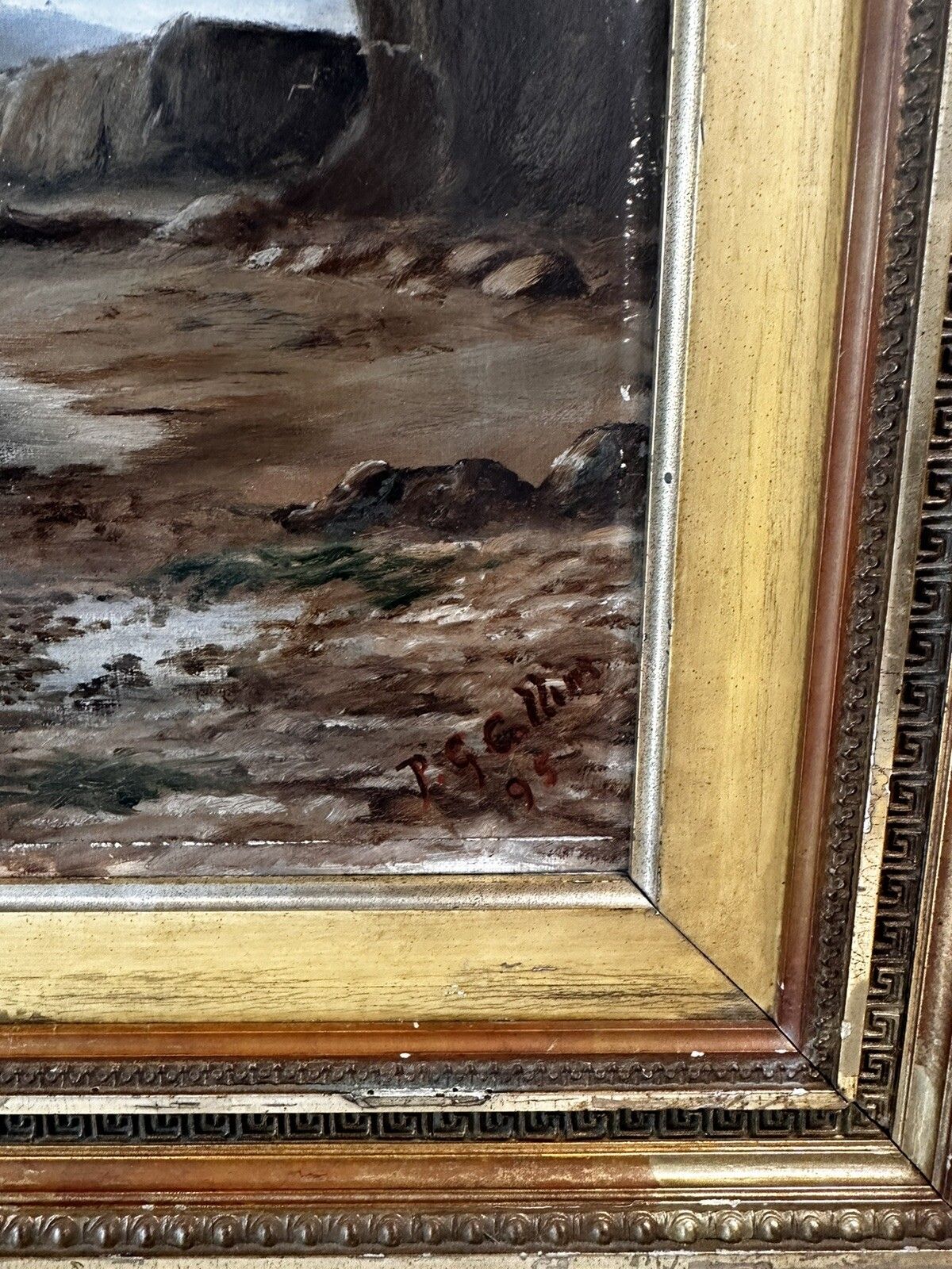 Victorian Oil Painting P G Collins Nautical  Maritime  Fishing Scene 62cm photo for sale