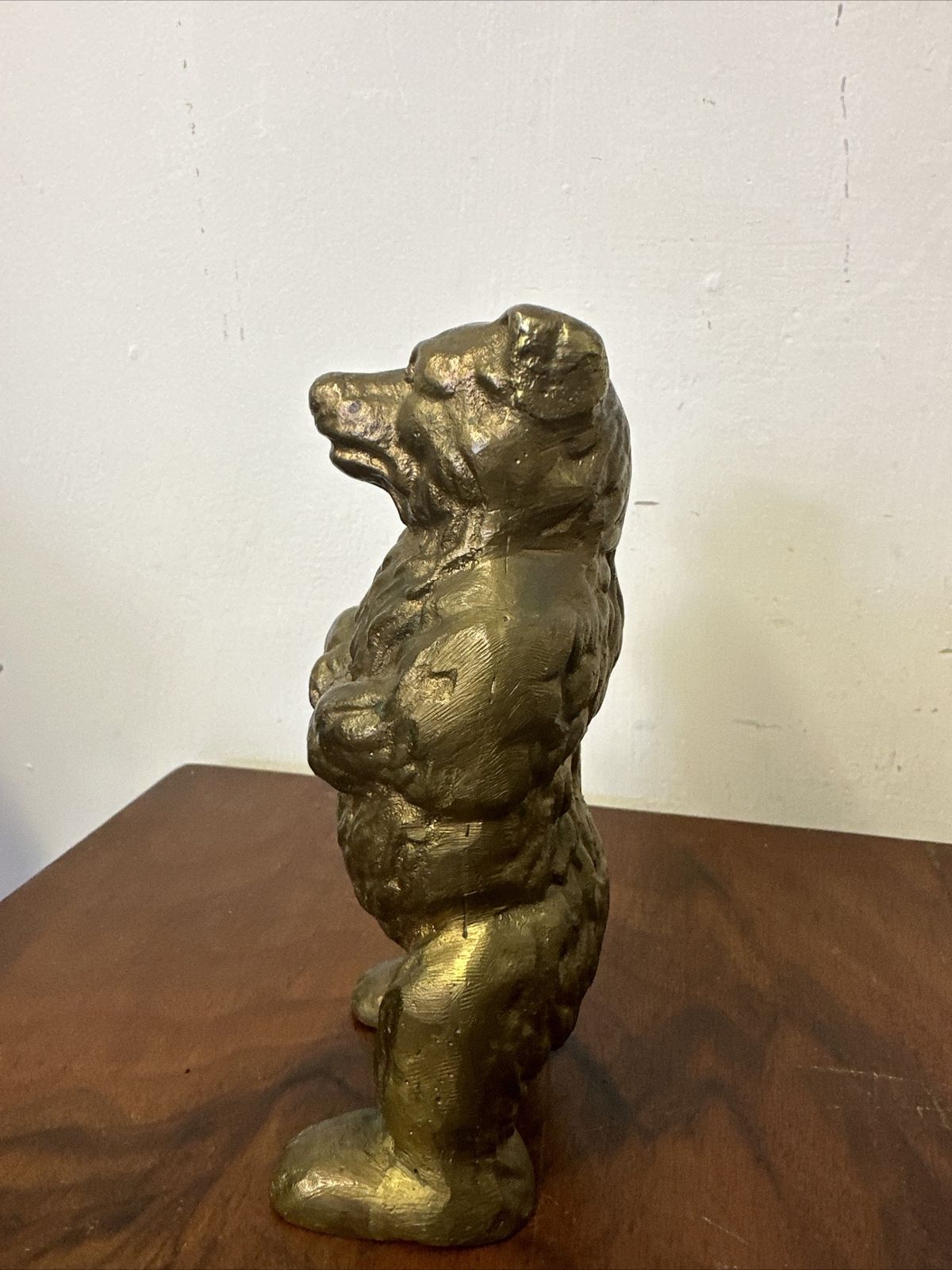 Antique Heavy Cast Brass Bear Figure Statute  C. 1910 820 Grams photo for sale
