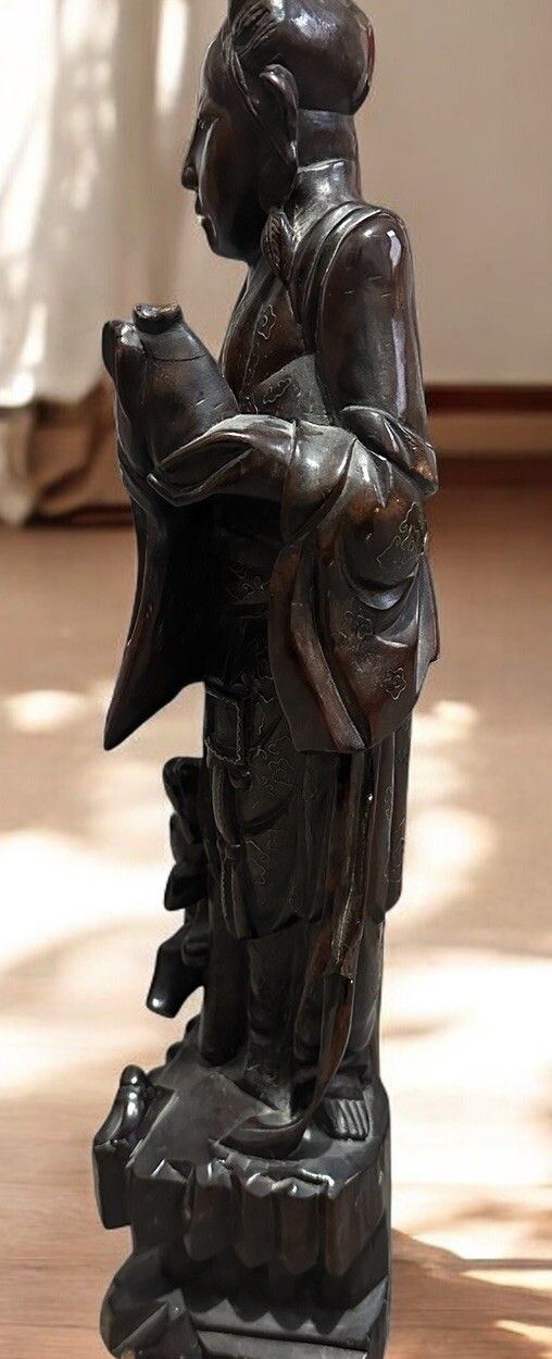 Hand Carved Wood And Polychrome, China, Early 20th Century, Asian Art Figure 17” photo 75.0