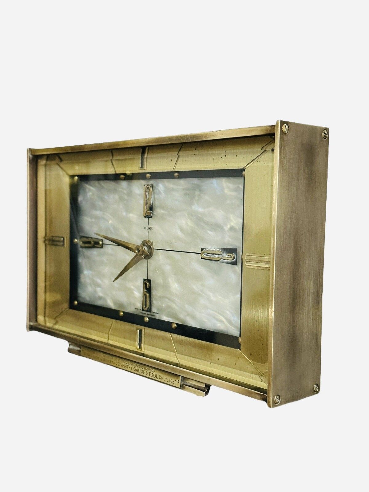 Mid Century C60’s Metamec Brass And Mother Of Pearl Effect Mantle Clock photo 80.0