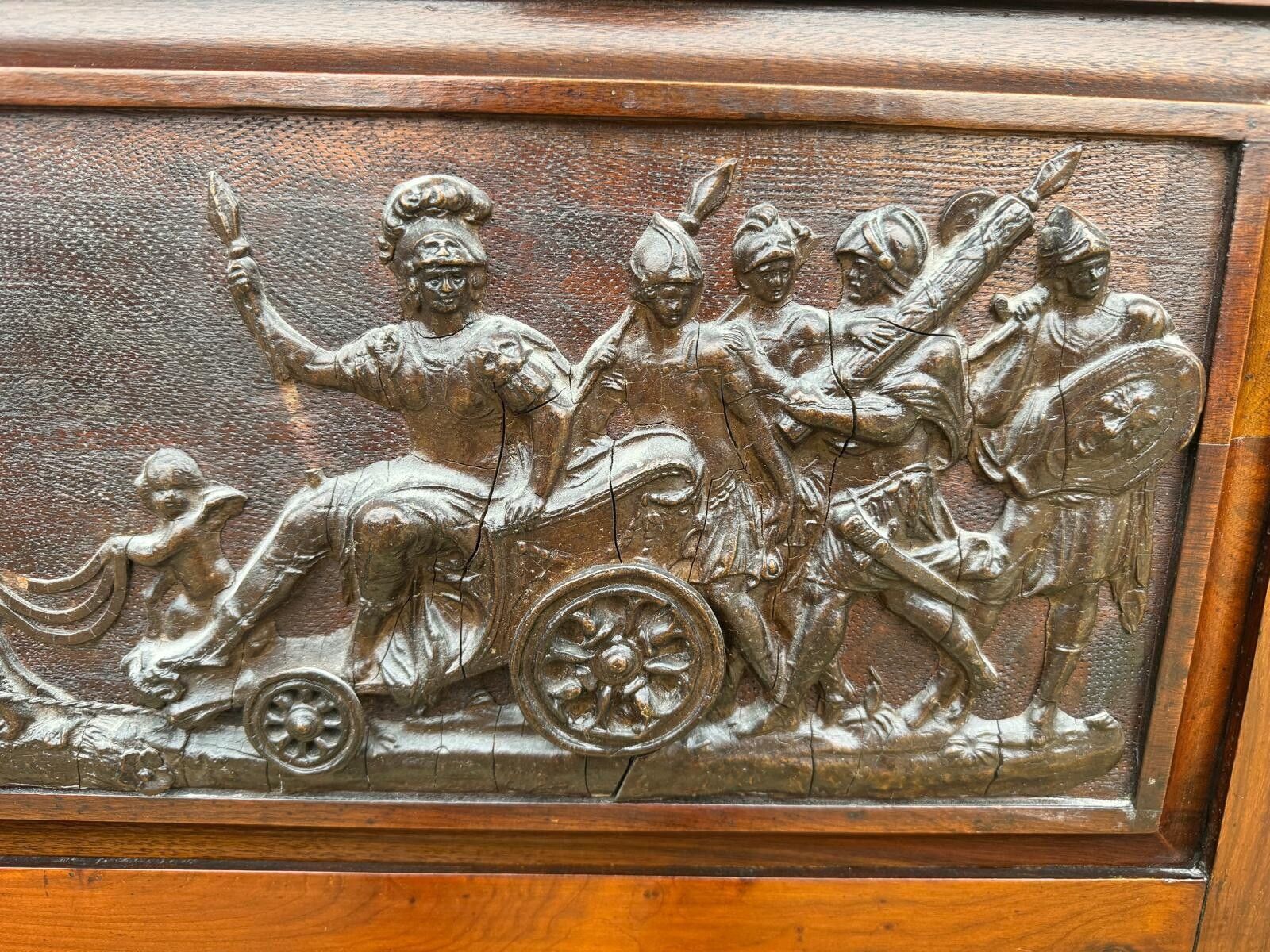 photo furniture Antique Outstanding Over Mantle Mirror Classical Chariot Frieze Putti