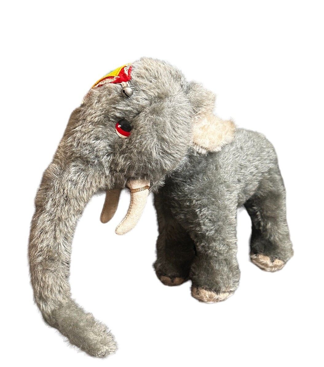Vintage 1950s Nellie The Elephant Grey Soft Toy By Merrythought  Mohair