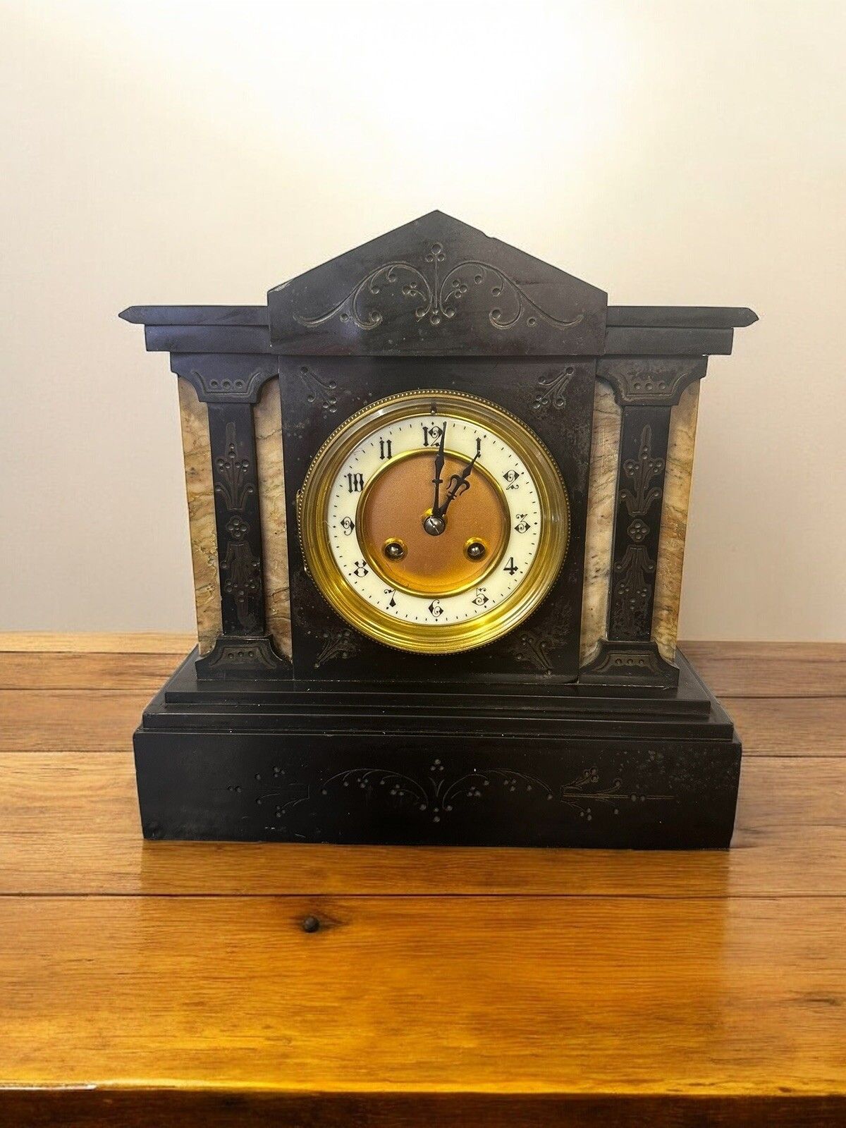 Beautiful 19 Century Victorian Architecture French Mantel Clock By Japy Freres