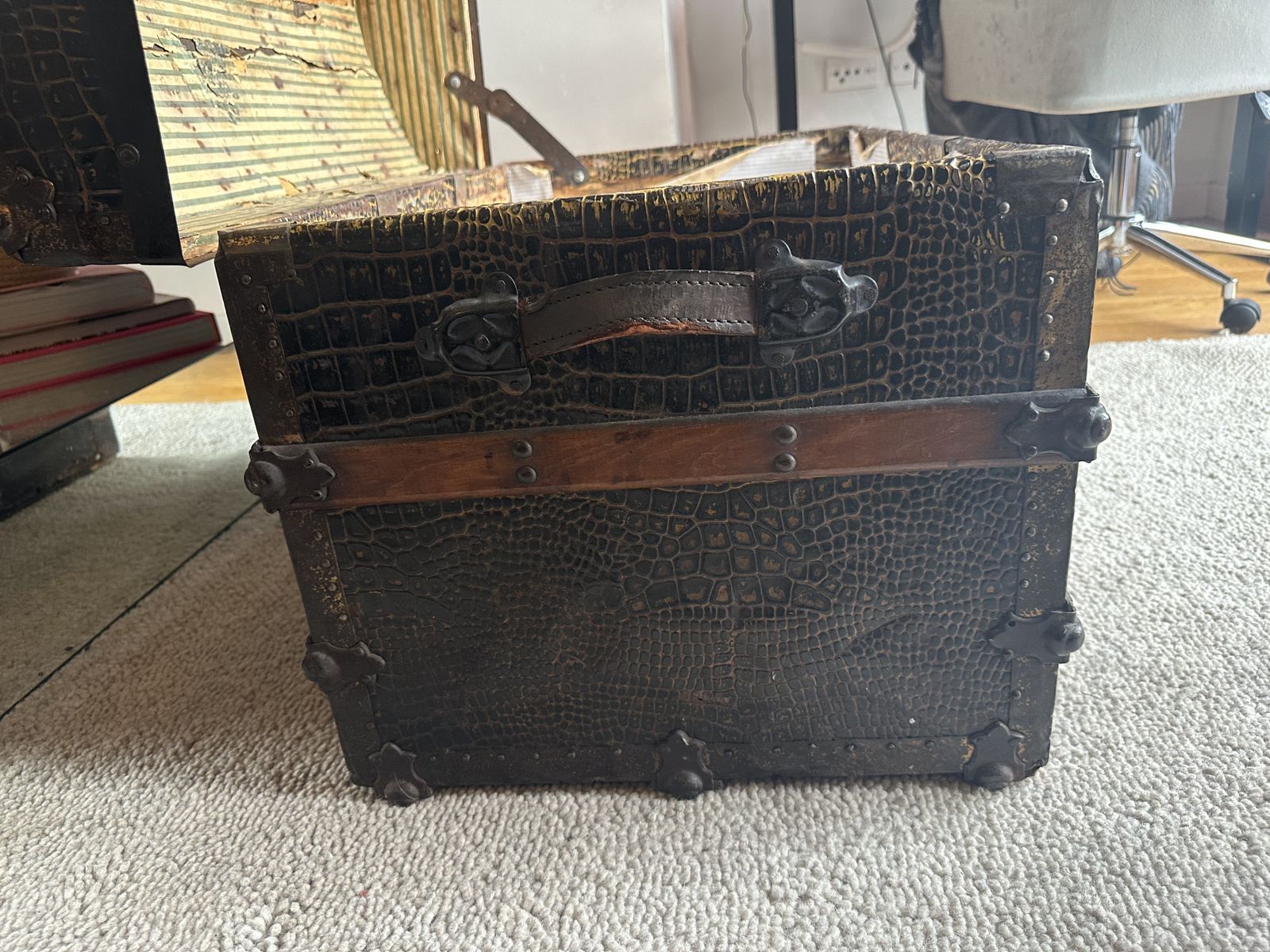 Victorian Steamer Trunk – Dome Top, Faux Crocodile Skin