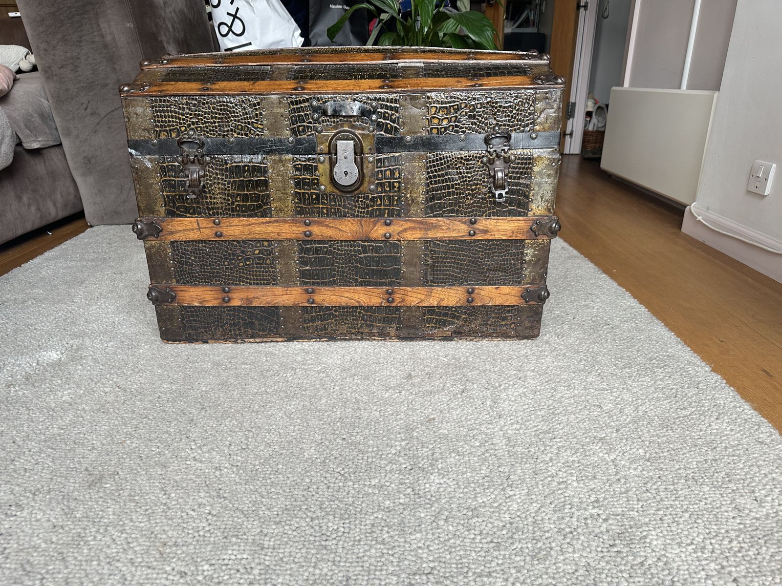 photo buy Victorian Steamer Trunk – Dome Top, Faux Crocodile Skin