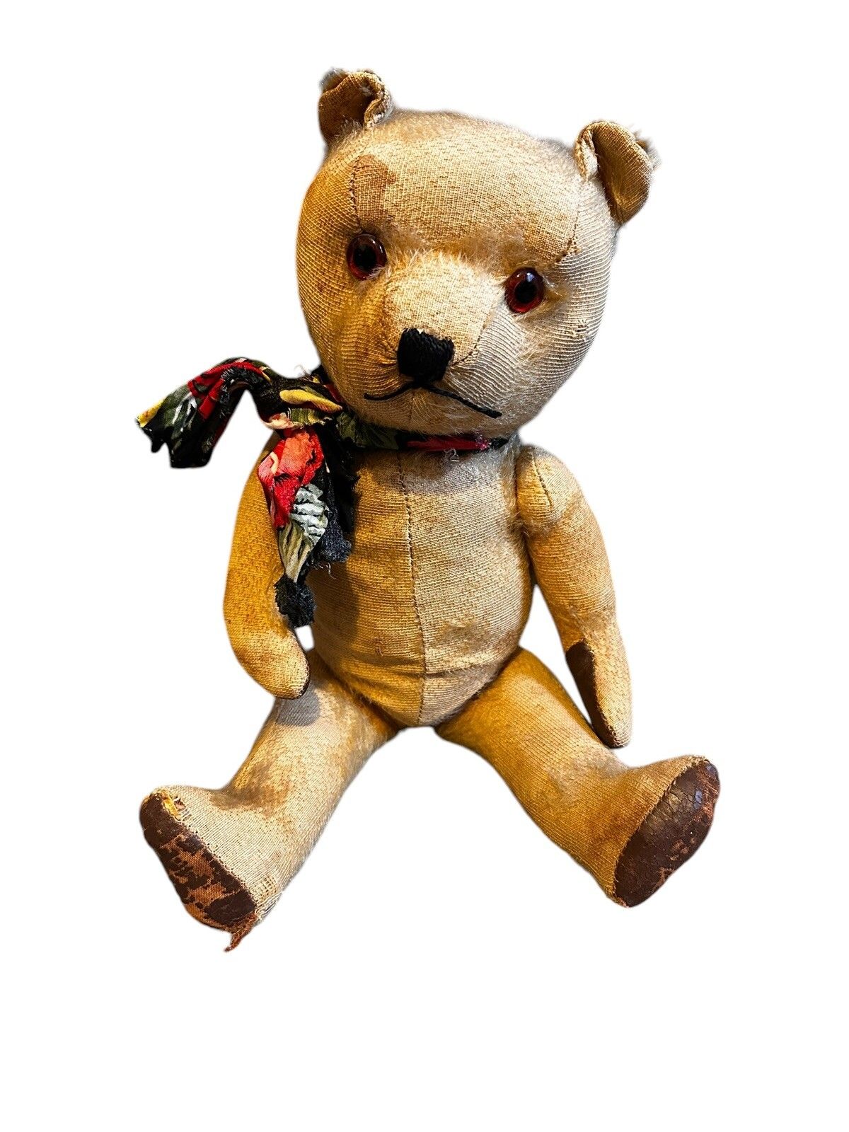 1930s/40s Straw Filled Jointed Teddy Bear 16” photo for sale