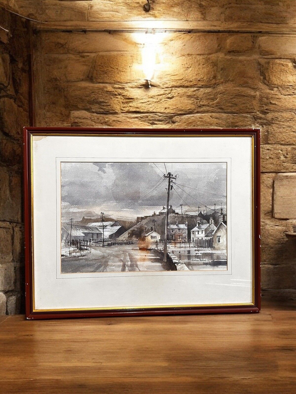 Graham Blain Rbsa Watercolour Painting Slate Mines North Wales 75cm By 60cm