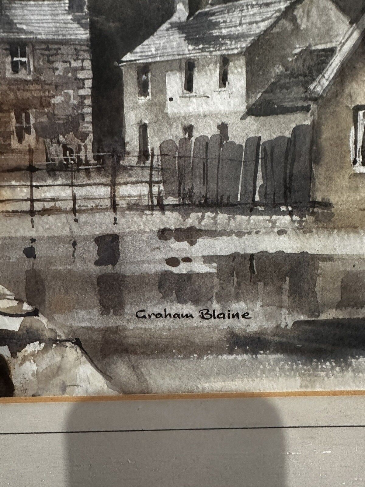 Graham Blain Rbsa Watercolour Painting Slate Mines North Wales 75cm By 60cm photo furniture
