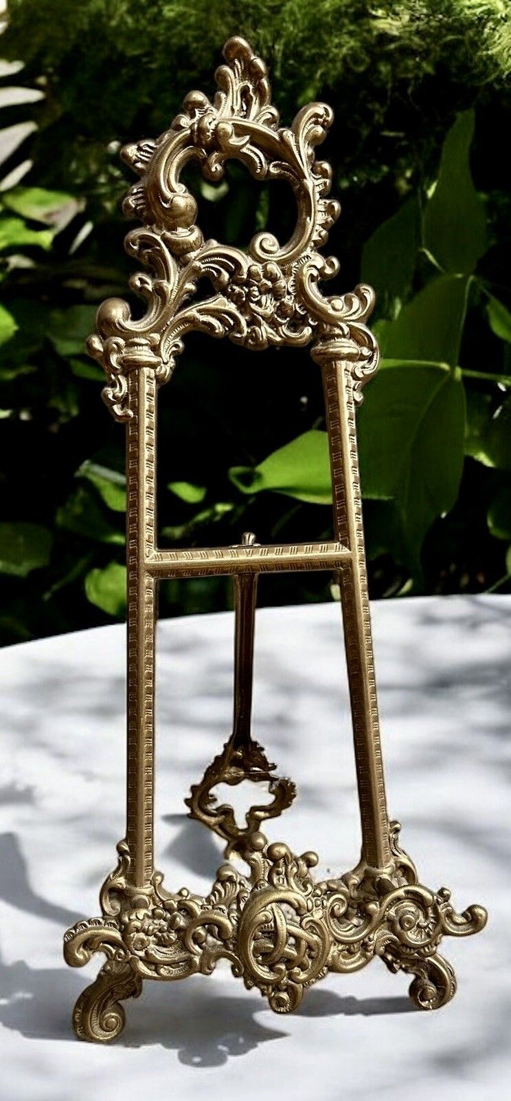 French Rococo Old Large 16" Brass Picture Stand Art Easel Painting  Photo photo for sale