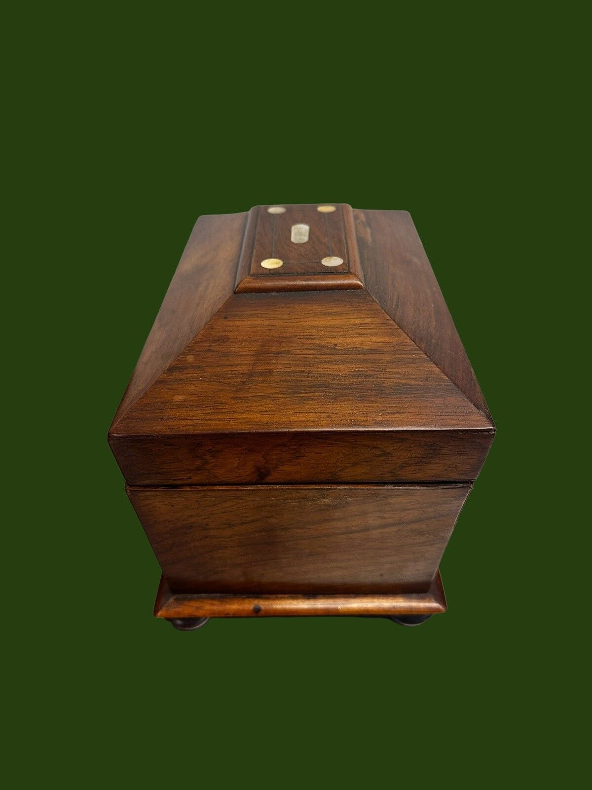 Early 19th Century Regency Mother Of Pearl Inlaid Tea Caddy Of Sarcophagus Form photo Home Decor