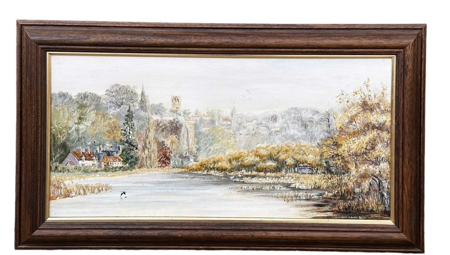 Original Signed Oil Landscape Painting Yorkshire Scene 89cm By 51cm photo furniture