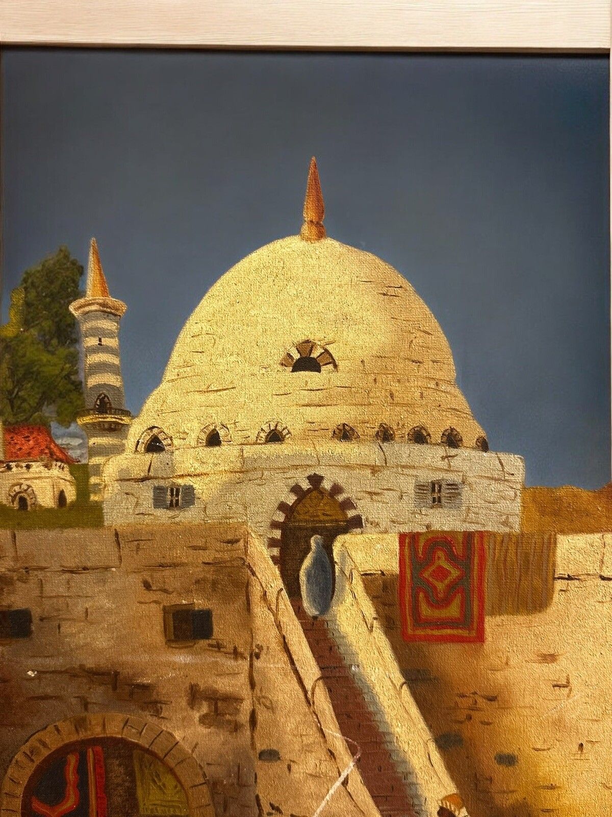 Large Antique 1920’s Oil On Canvas Islamic Mosque Interest H Neville / 77x64cm photo for sale