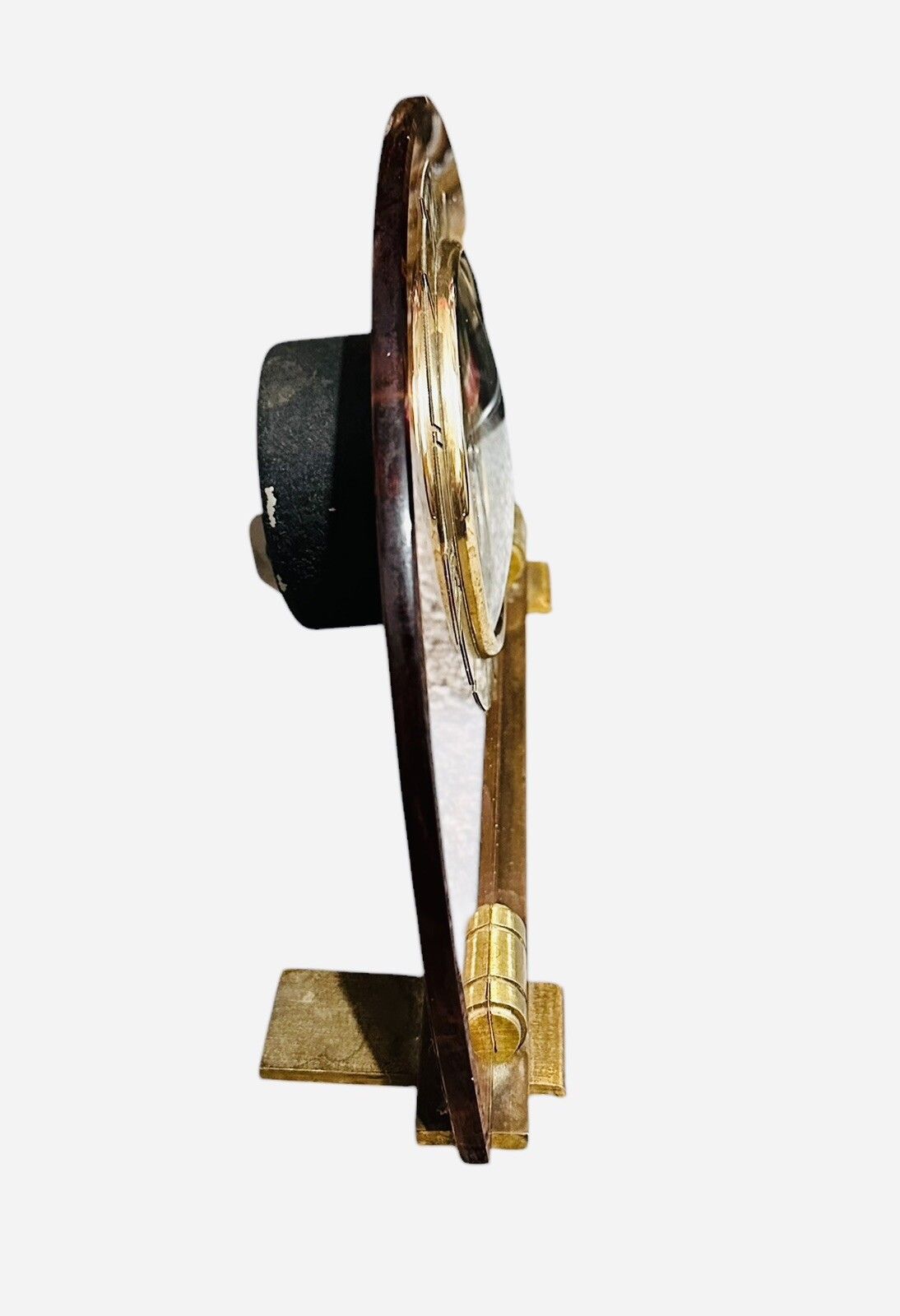 Outstanding Art Deco 1930’s Art Deco Peach Glass Mantle Clock Working Super photo for sale