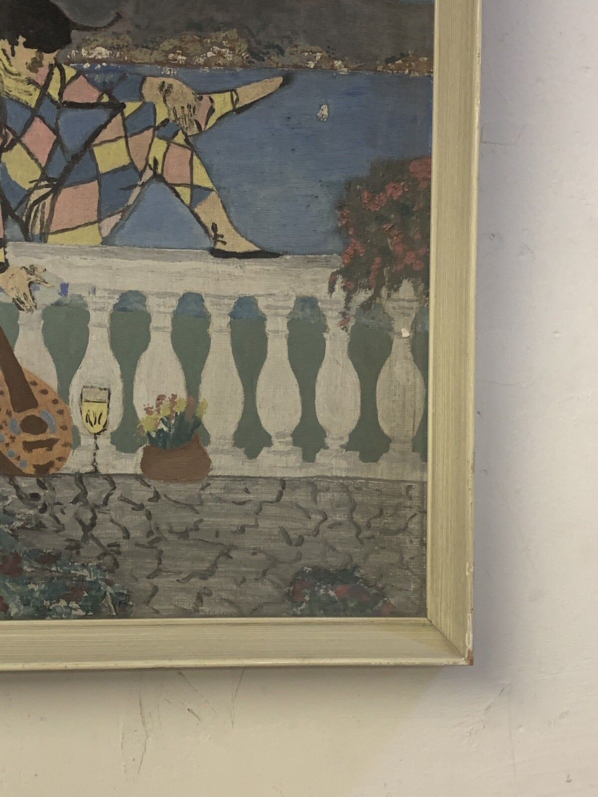 Superb Mid Century Painting Harlequin  38cm By 28cm photo Art