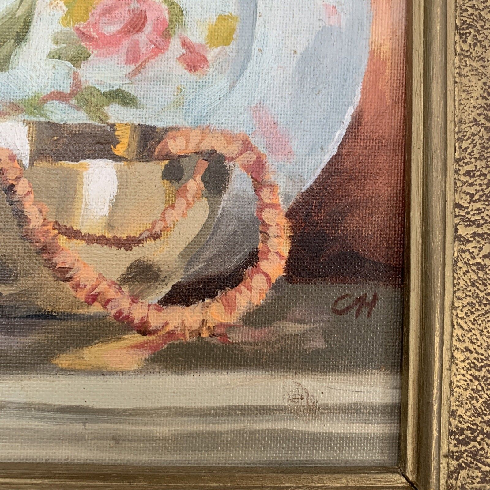 Vintage Mid Century Beautiful Oriental Themed Painting Signed photo 125.0