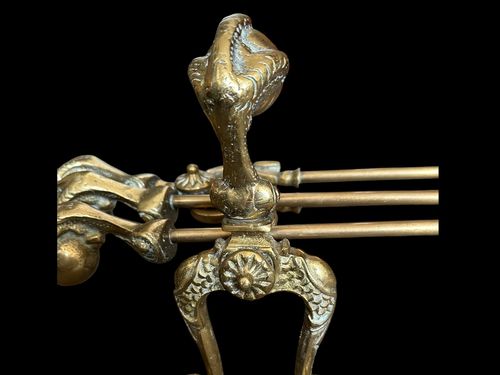 19th Century Brass Fireside Companion Set Androids Country House Interior photo furniture