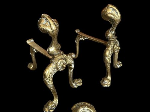 19th Century Brass Fireside Companion Set Androids Country House Interior photo vinterior