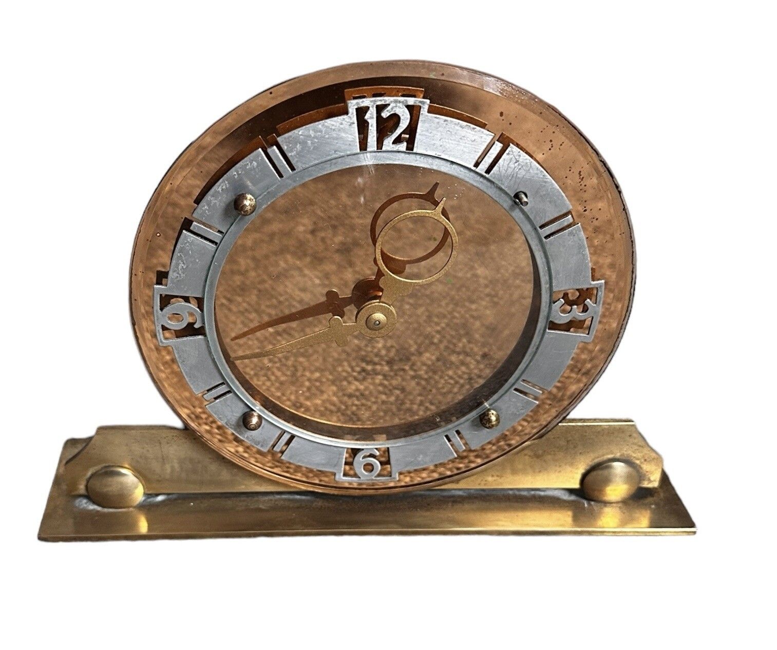 Art Deco Glamourous Mechanical 8 Day Peach Glass Mirror Clock, English, C1930s photo furniture