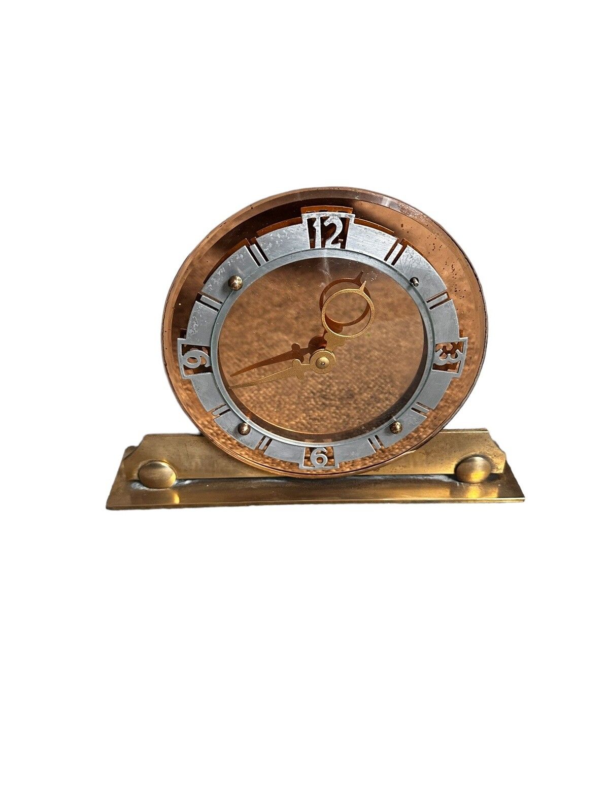 Art Deco Glamourous Mechanical 8 Day Peach Glass Mirror Clock, English, C1930s photo for sale