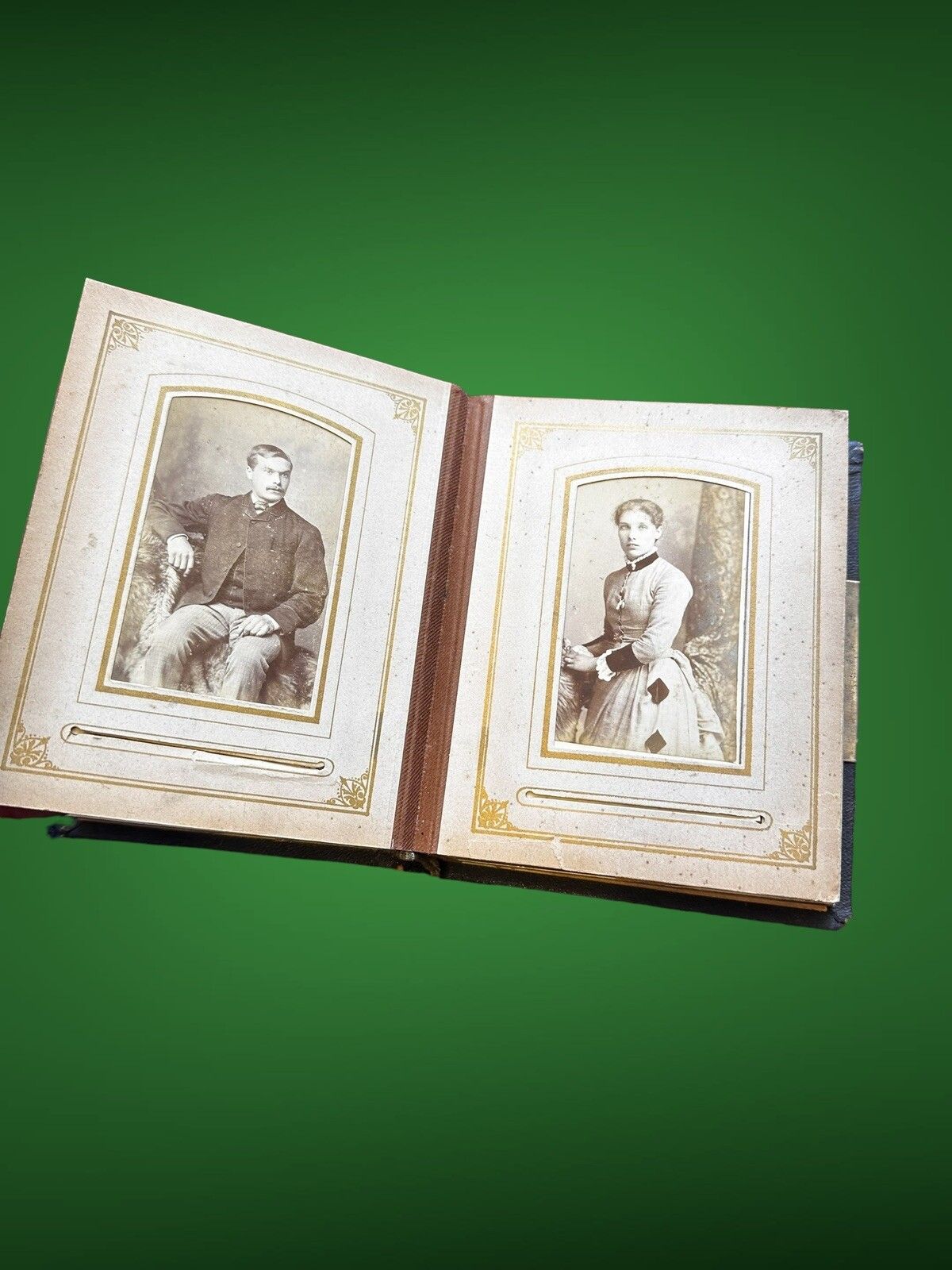 photo furniture Antique Victorian Leather Photo Album With Original Photos