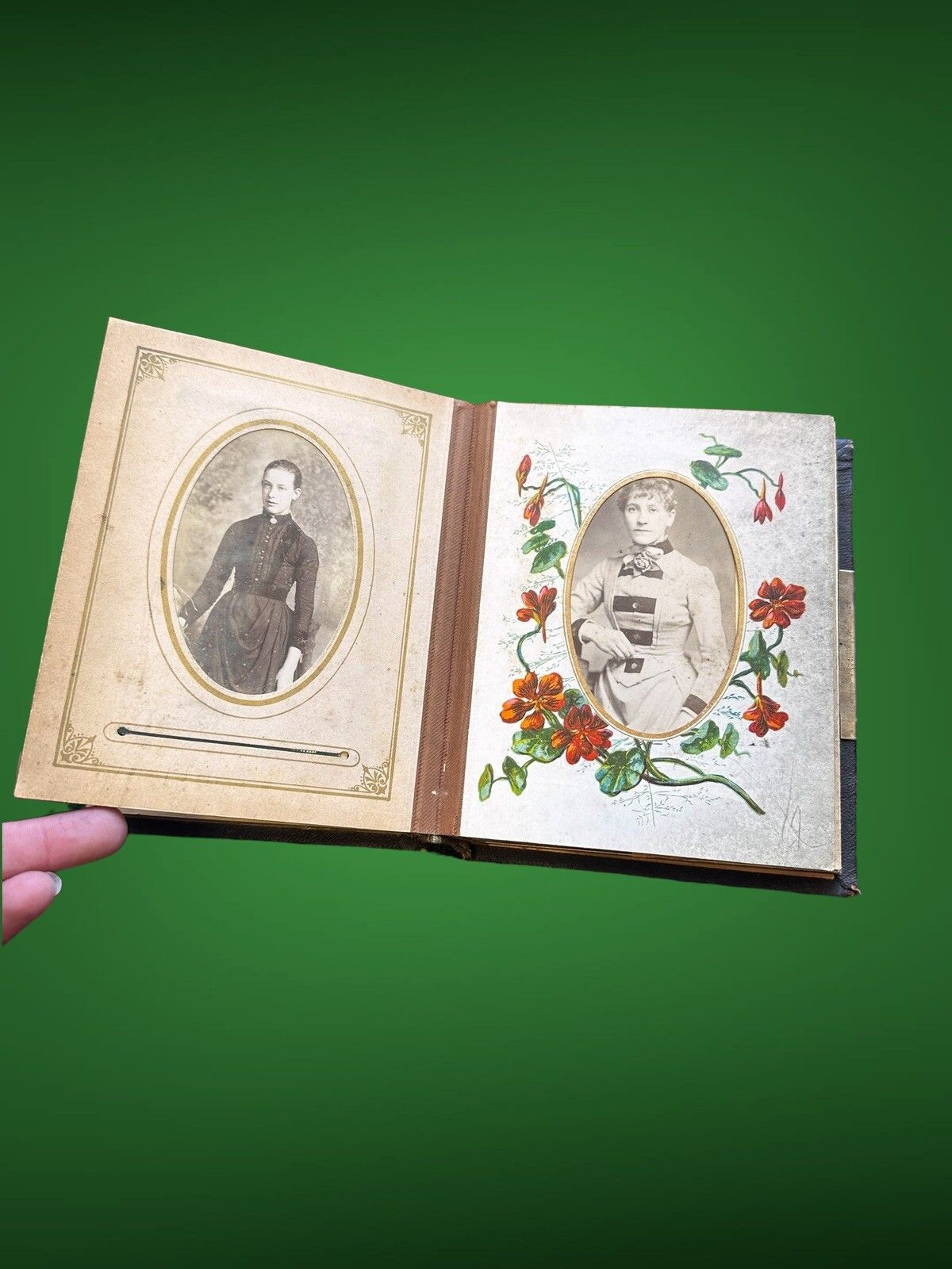 photo for sale Antique Victorian Leather Photo Album With Original Photos