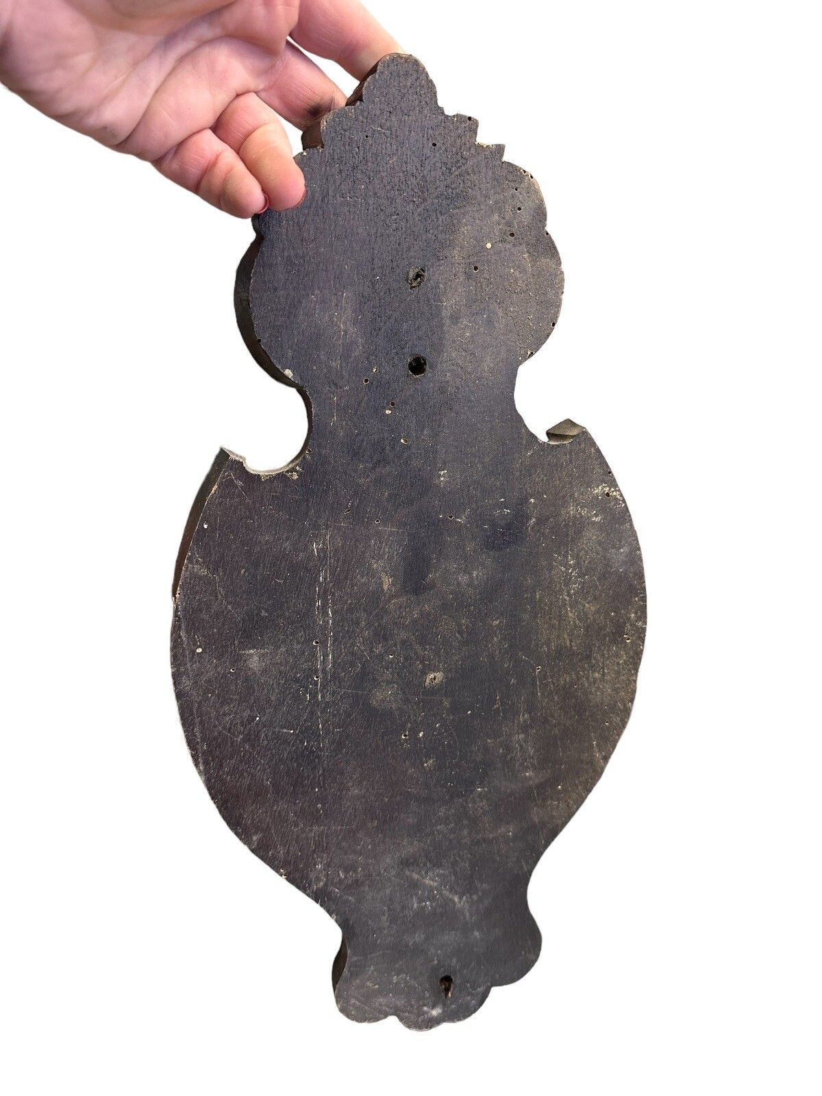 Victorian Antique Wall Hanging Carved Wooden Shield Shape Lantern Holder photo vinterior