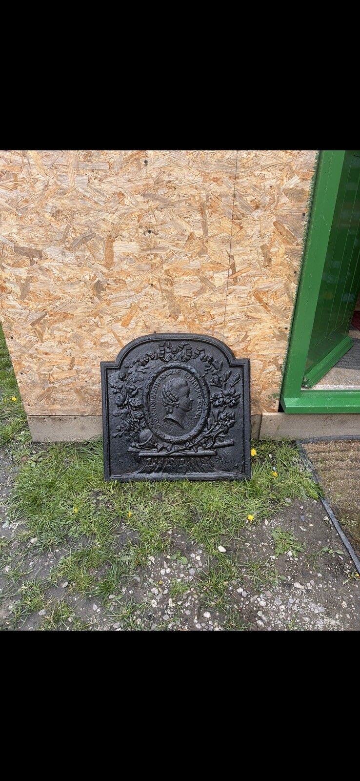 Antique French Cast Iron Fireback French Princess photo for sale
