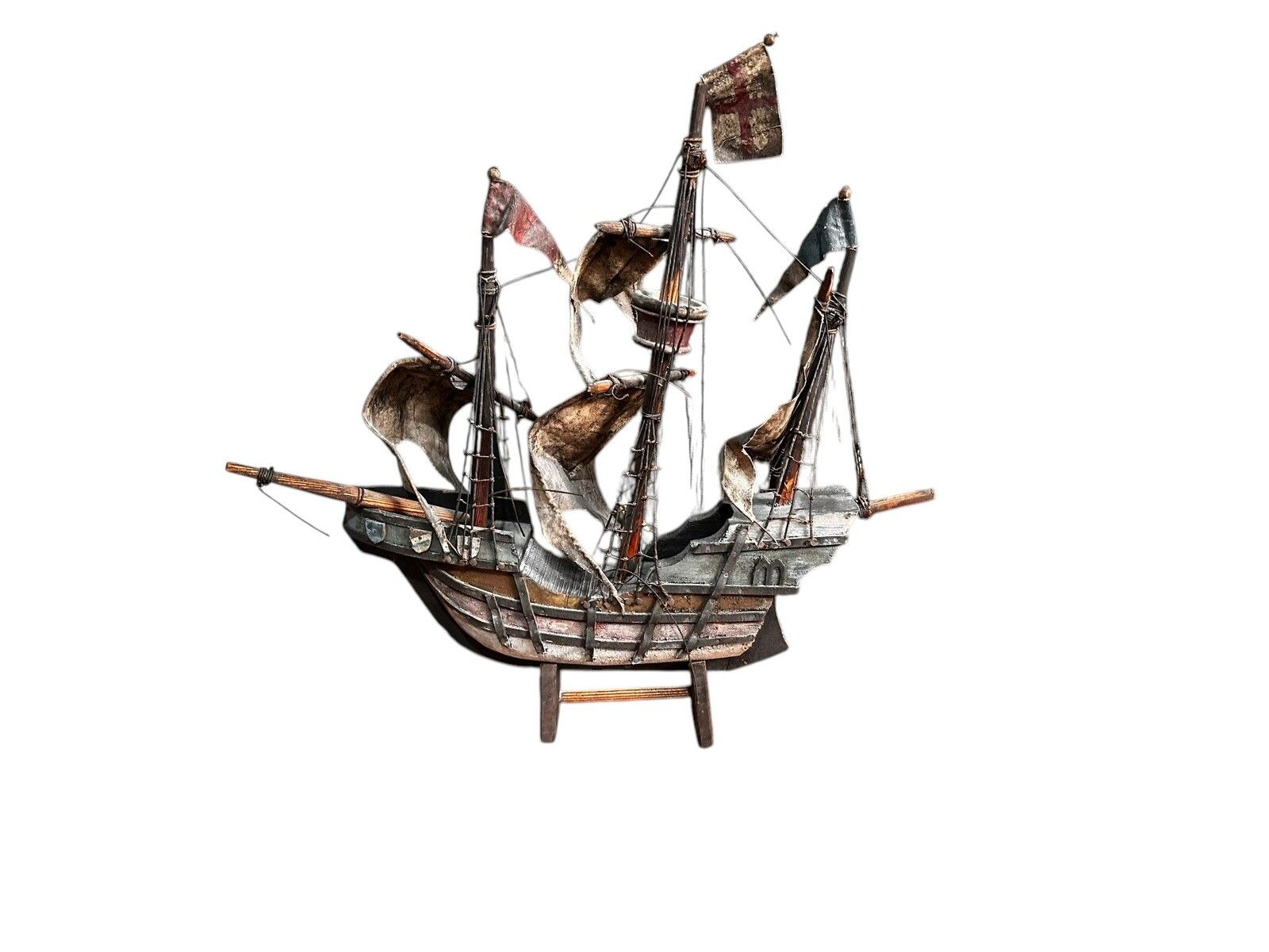 Galleon Antique Wooden Model Nautical Scratch Built Fantastic