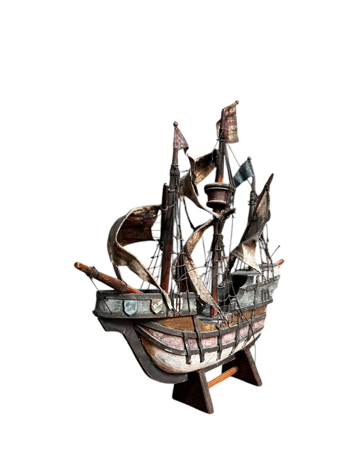 Galleon Antique Wooden Model Nautical Scratch Built Fantastic photo for sale