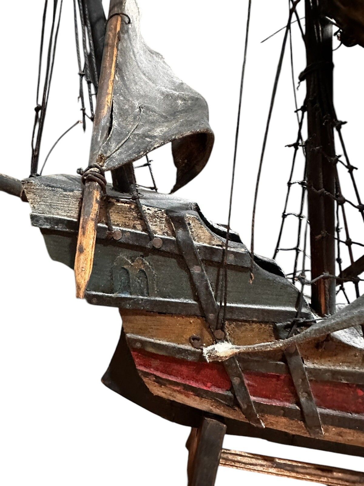 Galleon Antique Wooden Model Nautical Scratch Built Fantastic photo vintage