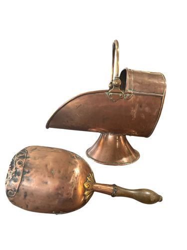 Quality Antique Victorian Copper Coal Scuttle And Shovel  Country House Interior photo 150.0