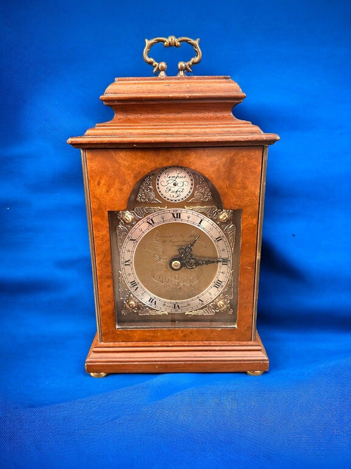 Miniature Bracket Clock By Elliott Of London Burr Walnut. Retailed By Garrard photo furniture