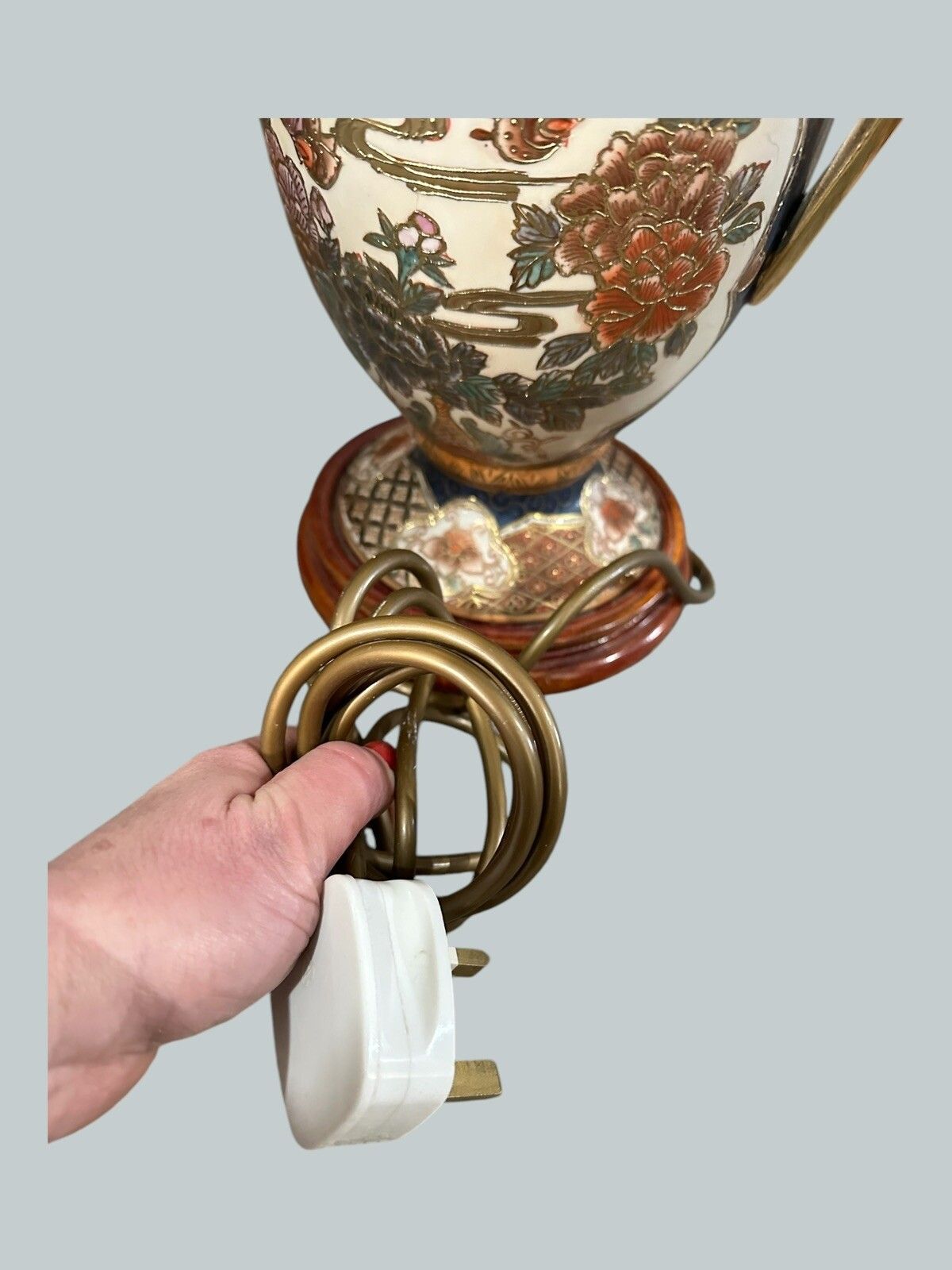 Gorgeous Oriental Ceramic Ginger Jar Urn Table Lamp Hand Painted 38cm photo buy