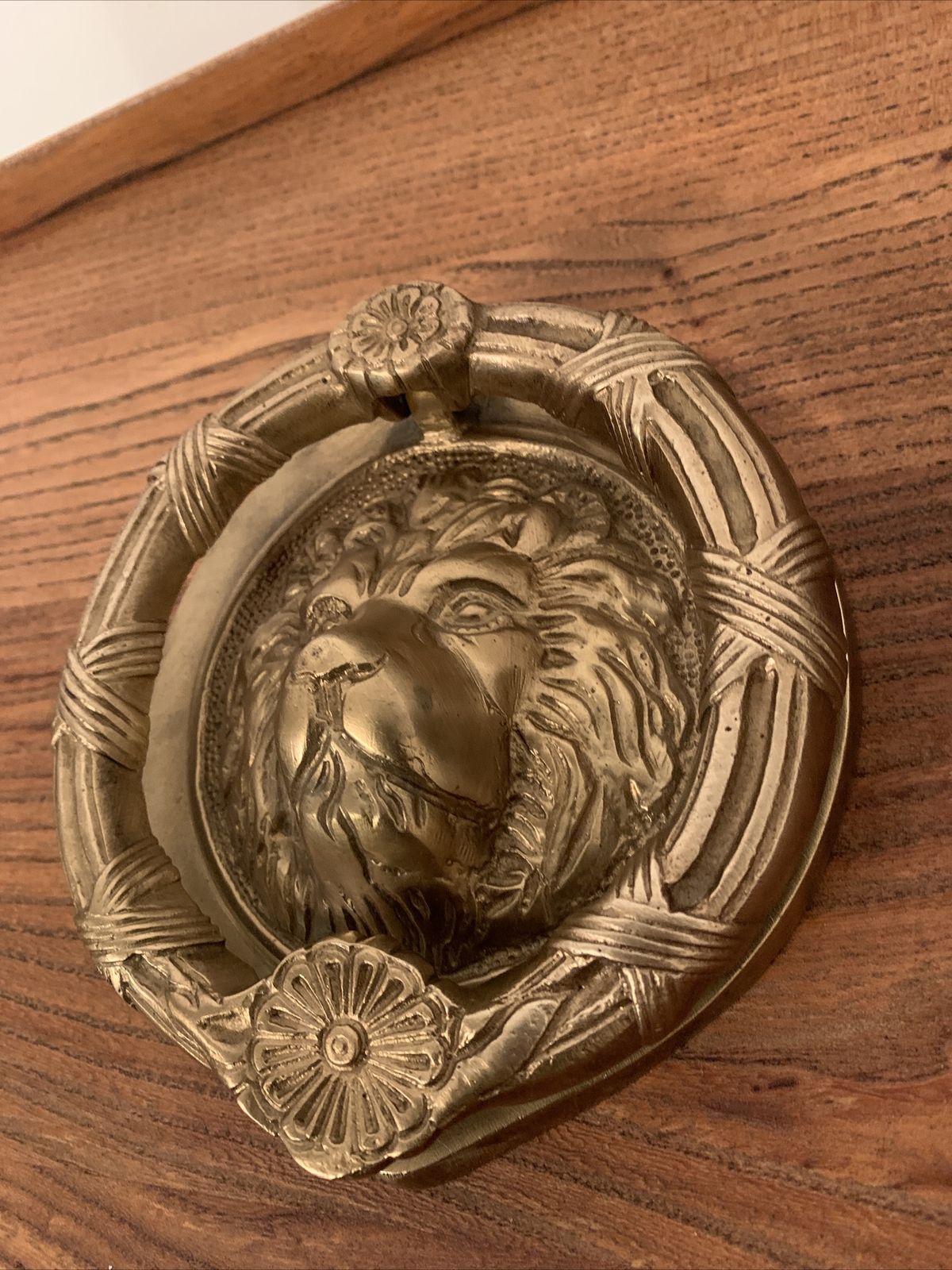 Antique Lion Head Large Beautiful Edwardian Solid Heavy Brass Front Door Knocker photo furniture