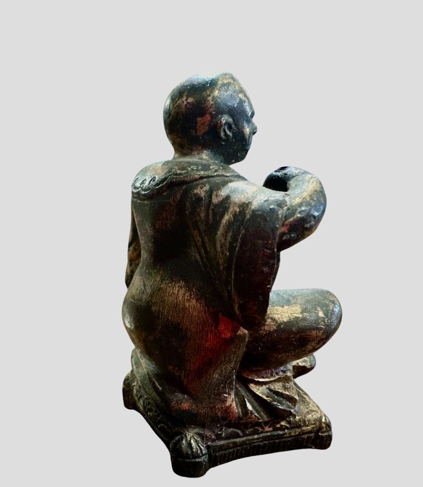 18th 19th Century Japan Japanese Bronze Sculpture Seated Man photo for sale