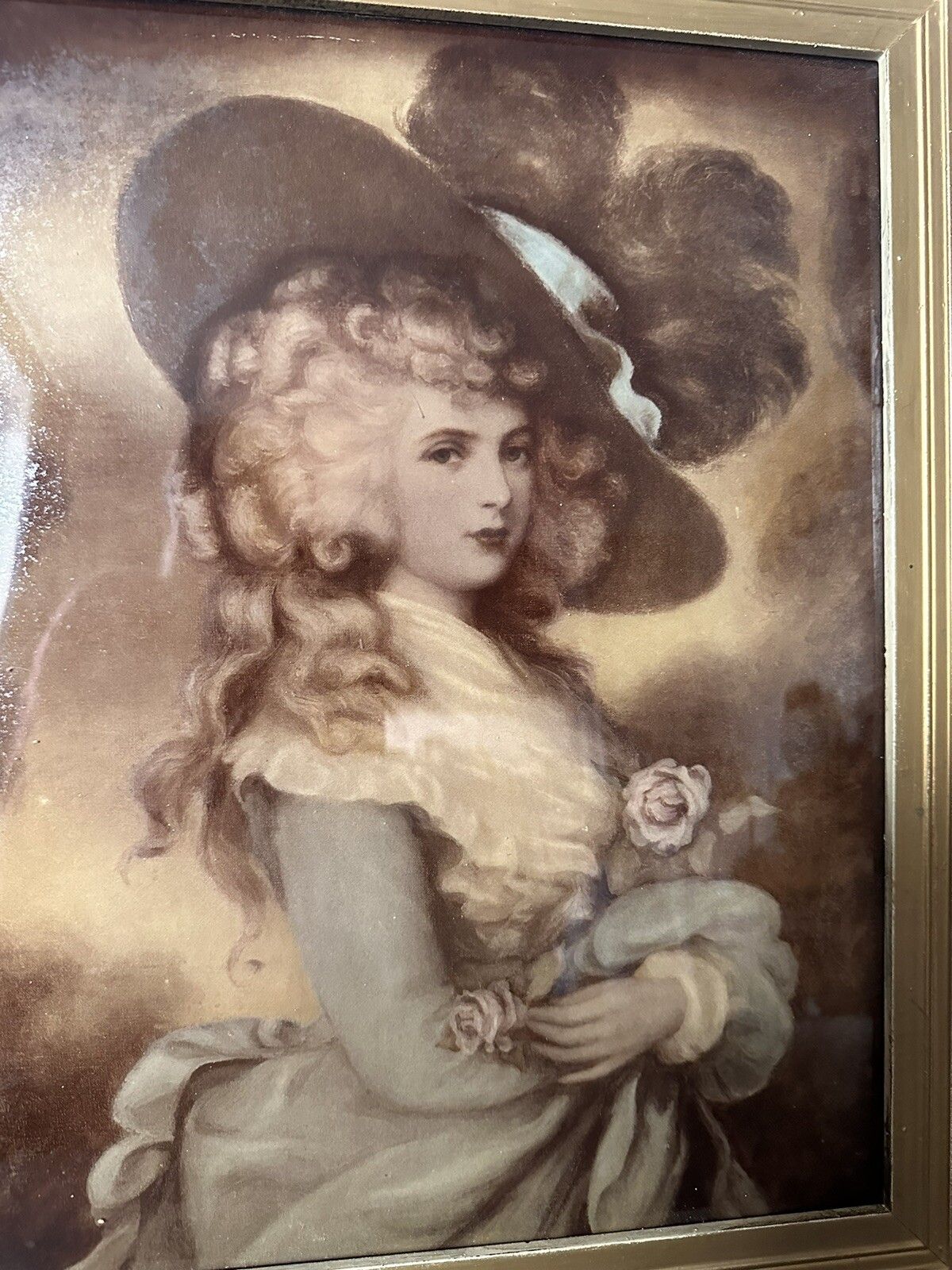 Framed Duchess Of Devonshire Georgia Spencer Reverse Glass Painting / Print photo for sale
