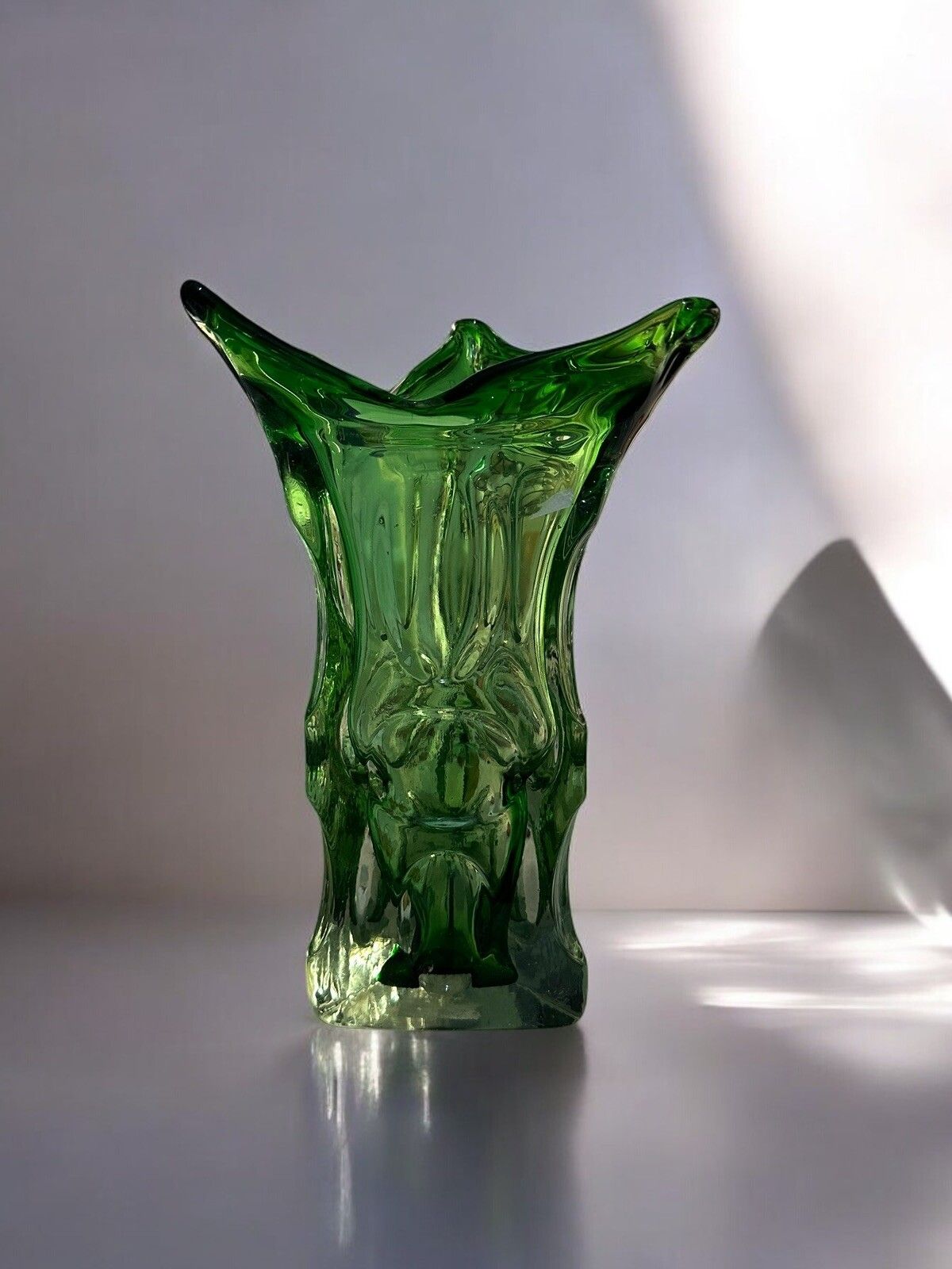 Czech Green Glass Vase Attributed To Jan Beranek 30cm High