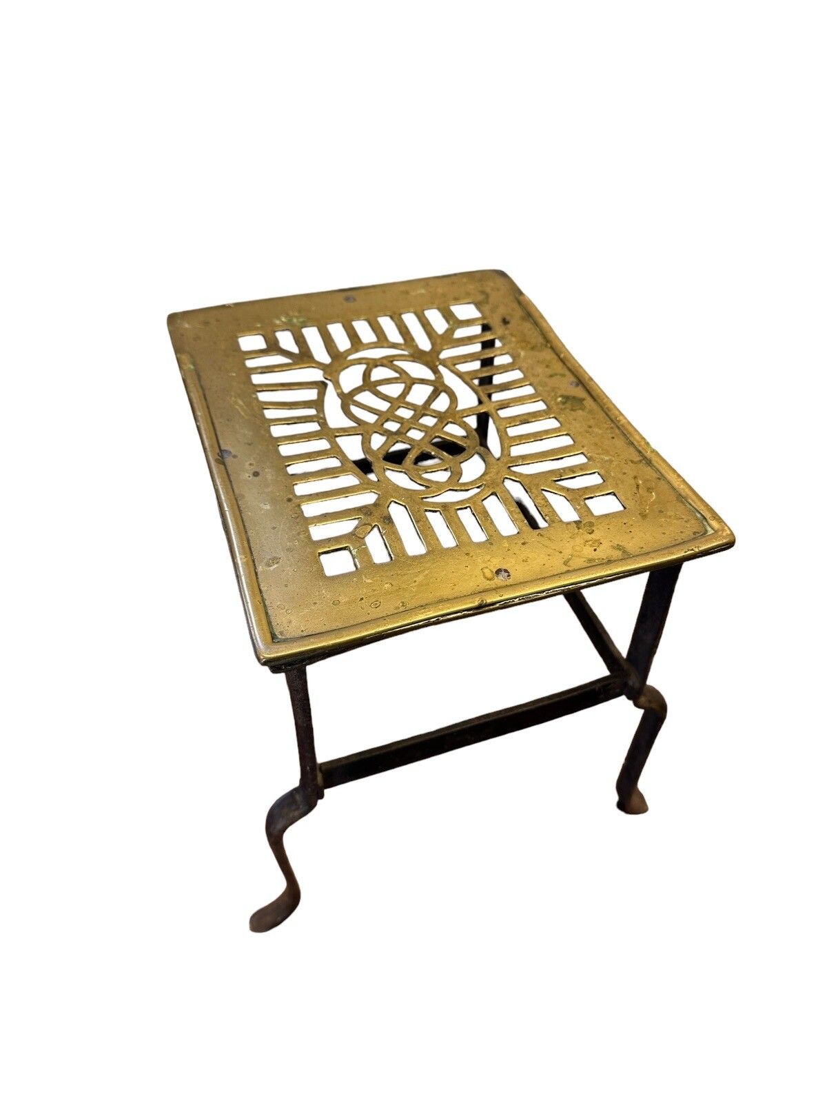 Mid 19th Century Antique English Victorian Brass Trivet Kettle Stand photo for sale