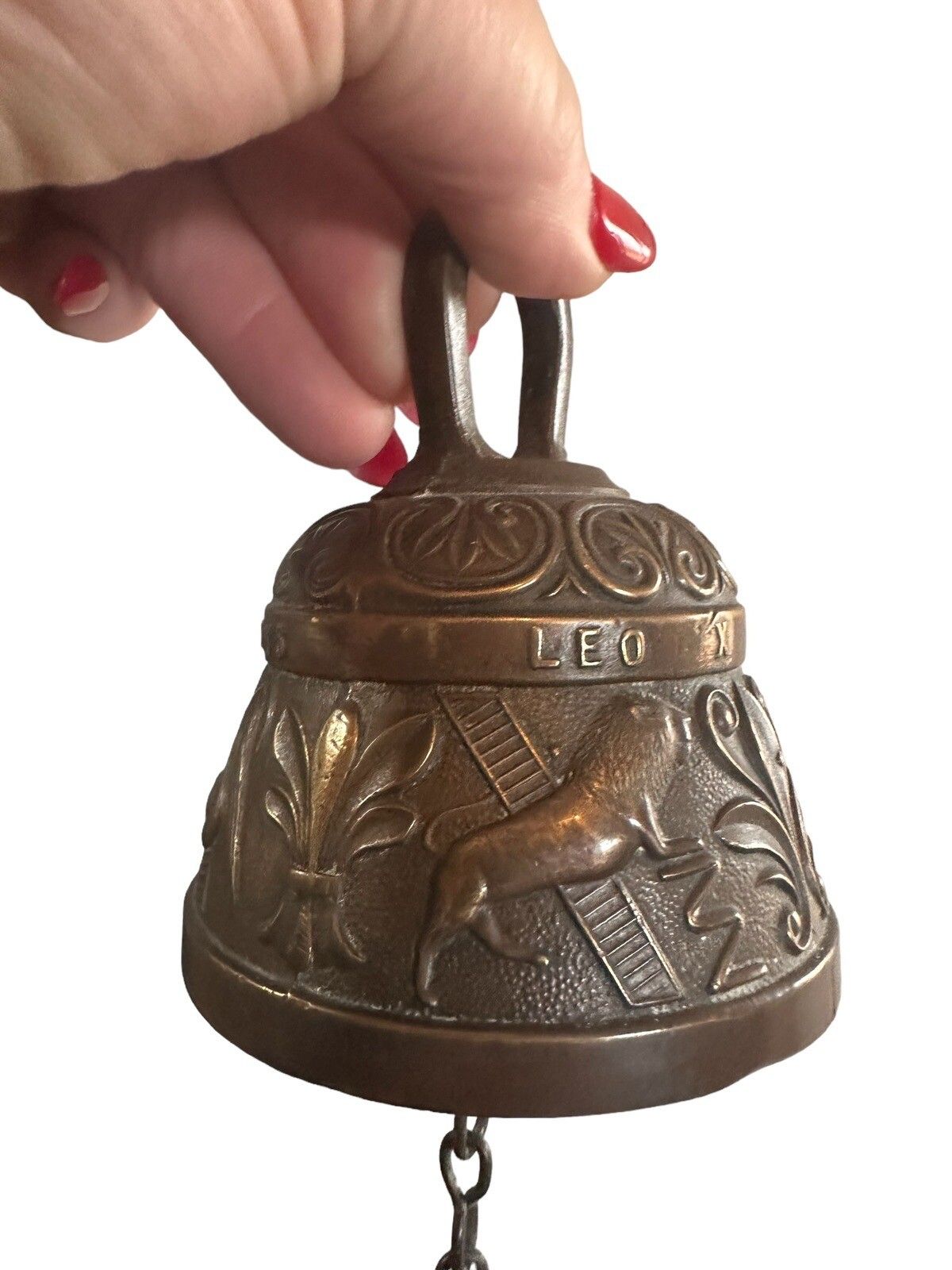 Antique Bell Of Court Or Monastery Bronze Words Latin Leo Seticanus photo for sale
